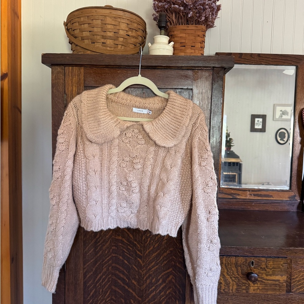 Adored Vintage Light Pink Cable Knit Sweater